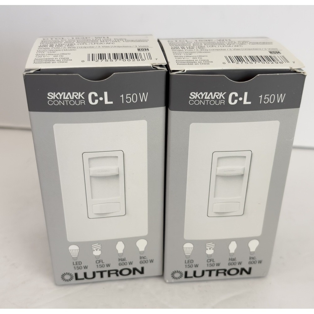 Lot 2 Lutron CTCL-153P-WH Skylark Contour 150-Watt Multi-Location CFL/LED White